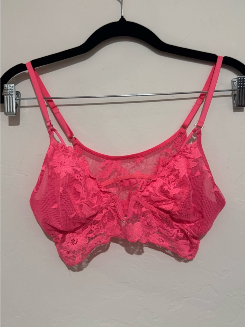 Aerie Women’s Size S Neon Pink Lace Unlined Bralette